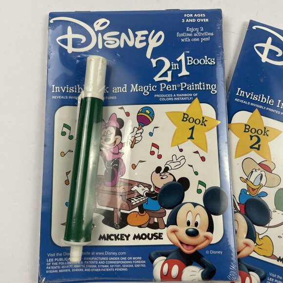 Disney Mickey Mouse 2 In 1 Books Invisible Ink Magic Pen Painting Book Set Of 2 - Picture 2 of 8